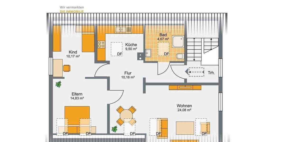 Etagenwohnung Holzheim - 3 Zimmer, 74 m&sup2;, 199.000&euro; | Angebot:25726453