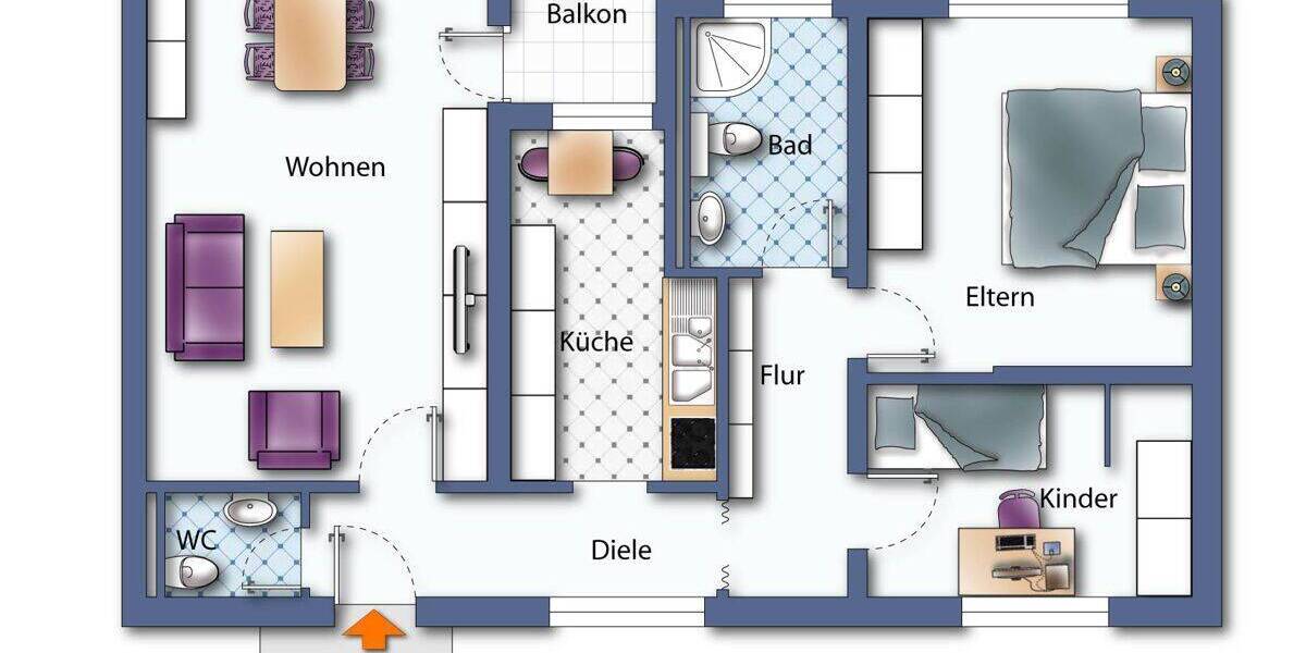 Etagenwohnung Senden Ay - 3 Zimmer, 77 m&sup2;, 230.000&euro; | Angebot:26117449