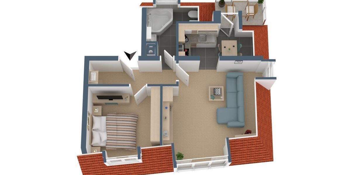 Etagenwohnung Senden - 2 Zimmer, 53 m&sup2;, 650&euro; | Angebot:25693623