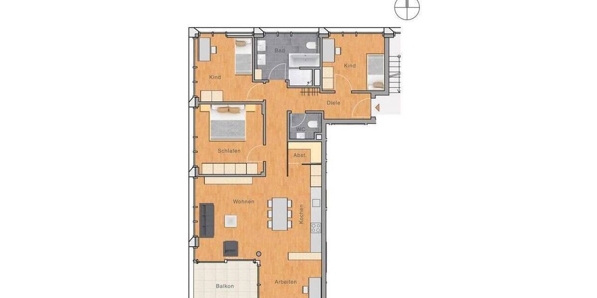 Etagenwohnung Ulm Böfingen - 4 Zimmer, 106 m&sup2;, 535.300&euro; | Angebot:25771604