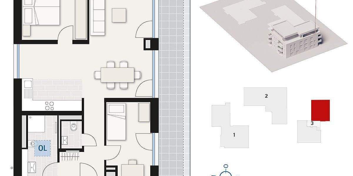Etagenwohnung Dornstadt - 3 Zimmer, 81 m&sup2;, 468.000&euro; | Angebot:25708906
