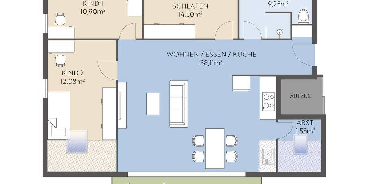 Etagenwohnung Erbach - 4 Zimmer, 112 m&sup2;, 555.000&euro; | Angebot:25690904