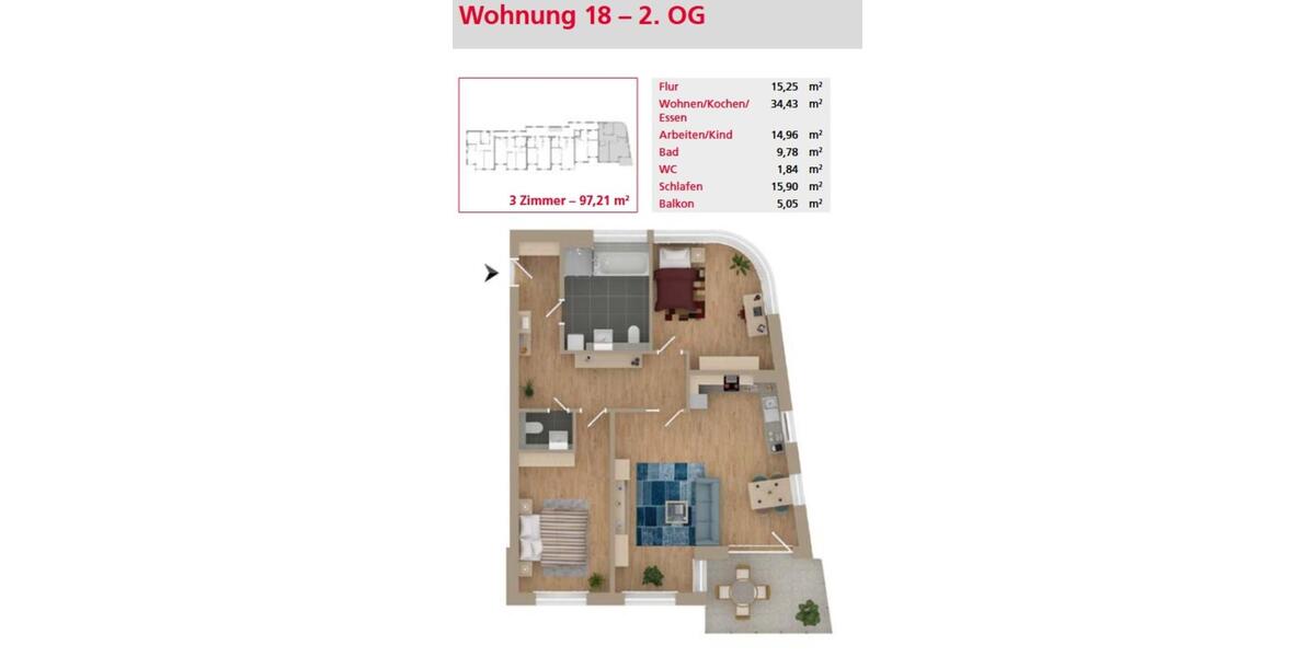 Etagenwohnung Günzburg - 3 Zimmer, 97 m&sup2;, 1.261&euro; | Angebot:20443073