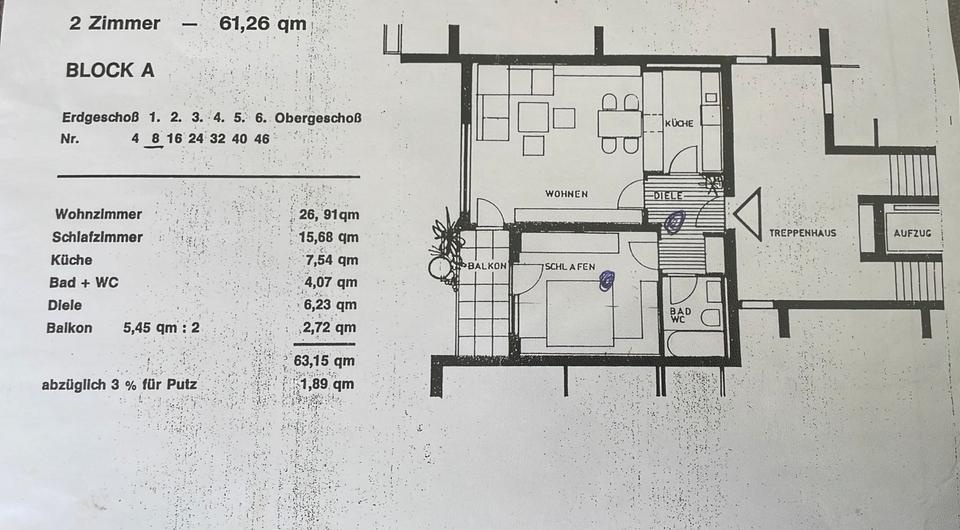 Etagenwohnung Senden - 2 Zimmer, 61 m&sup2;, 150.000&euro; | Angebot:26764131