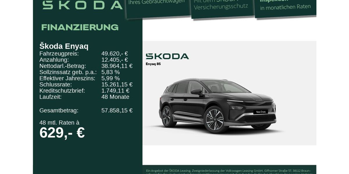 Skoda Enyaq 8.887 km 49.620 &euro; Neu-Ulm 89231