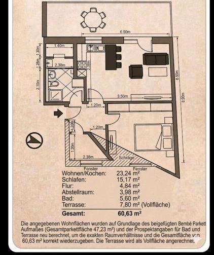 Dachgeschoßwohnung Neu-Ulm Ludwigsfeld - 2 Zimmer, 54 m&sup2;, 242.000&euro; | Angebot:26199151