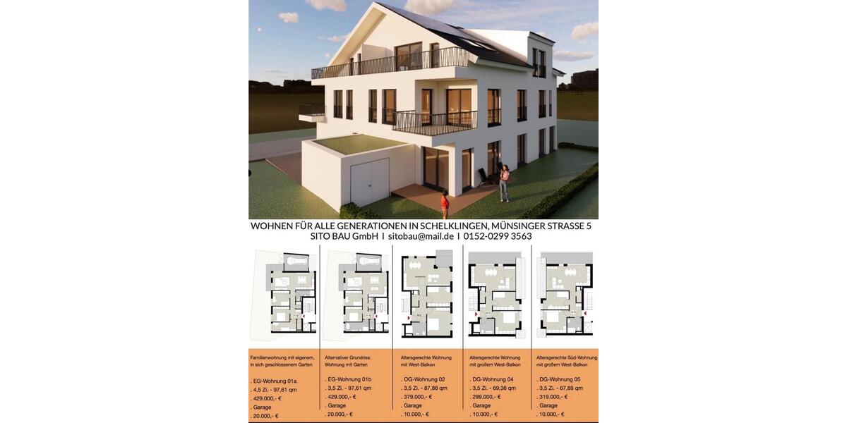 Etagenwohnung Schelklingen - 3.5 Zimmer, 68 m&sup2;, 299.000&euro; | Angebot:25102010