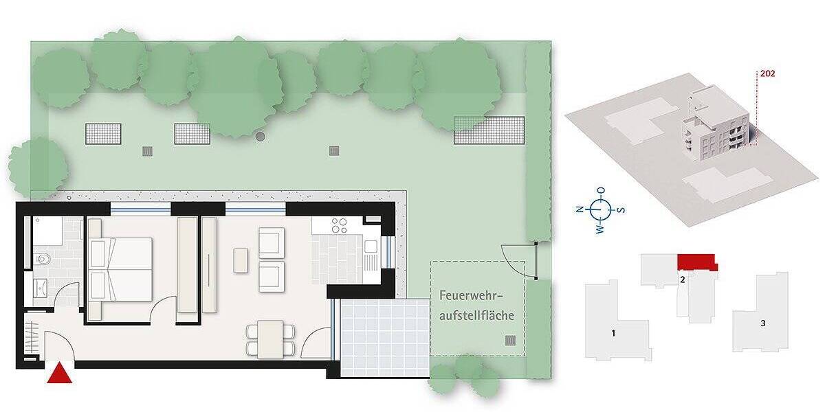 Etagenwohnung Dornstadt - 2 Zimmer, 48 m&sup2;, 274.000&euro; | Angebot:25837929
