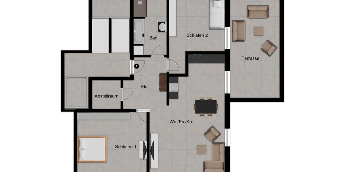 Terrassenwohnung Vöhringen - 3 Zimmer, 105 m&sup2;, 369.000&euro; | Angebot:26165642