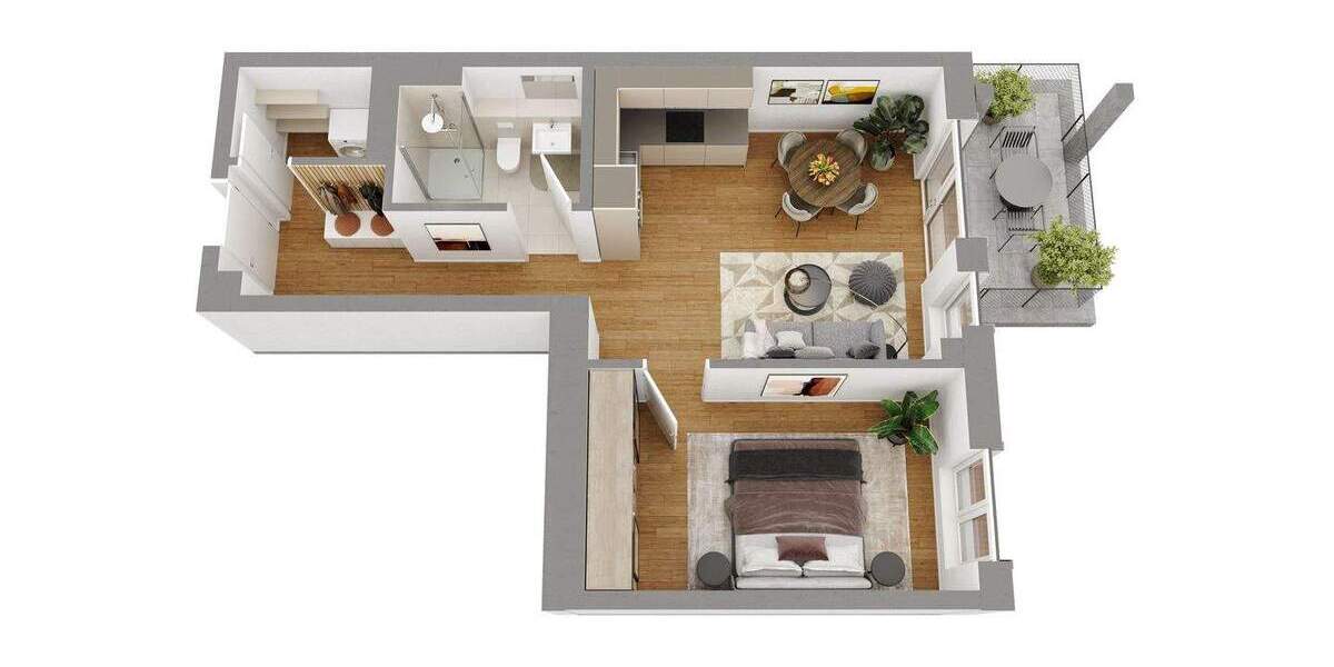 Etagenwohnung Neu-Ulm Ludwigsfeld - 2 Zimmer, 55 m&sup2;, 339.160&euro; | Angebot:25734309