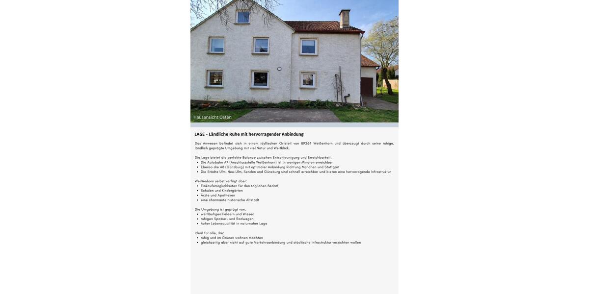 Bauernhaus, Landhaus Weißenhorn - 6 Zimmer, 140 m&sup2;, 549.000&euro; | Angebot:25930655