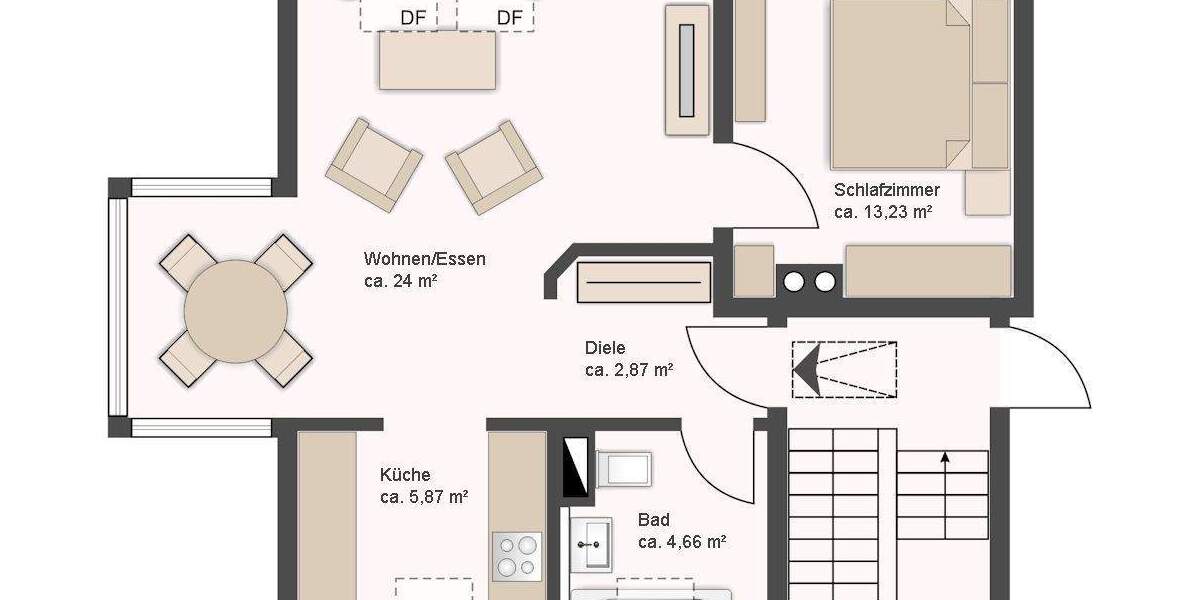 Etagenwohnung Senden Ay - 2 Zimmer, 50 m&sup2;, 189.000&euro; | Angebot:25692983