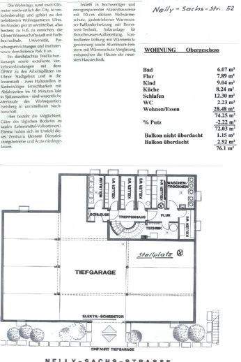 Etagenwohnung Blaustein Ehrenstein - 3 Zimmer, 76 m&sup2;, 939&euro; | Angebot:26128135
