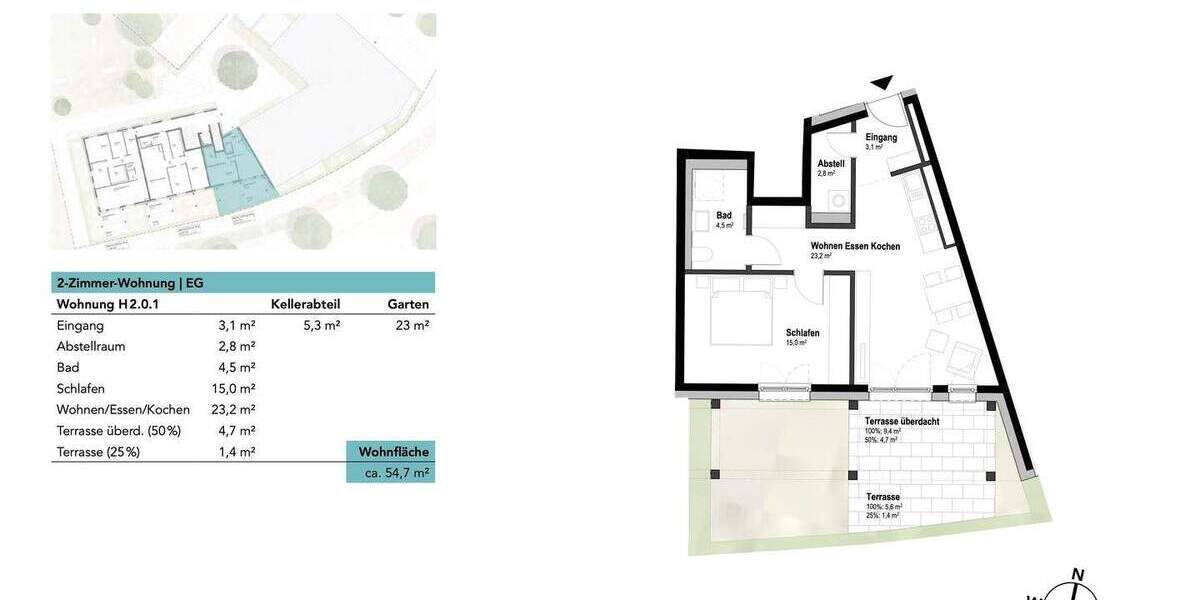 Etagenwohnung Neu-Ulm Ludwigsfeld - 2 Zimmer, 54 m&sup2;, 325.465&euro; | Angebot:25681546