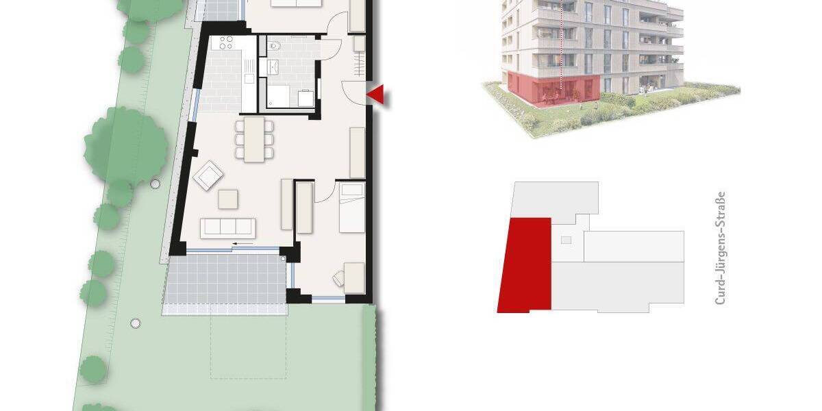 Etagenwohnung Neu-Ulm Stadtmitte - 3 Zimmer, 82 m&sup2;, 479.000&euro; | Angebot:25747911