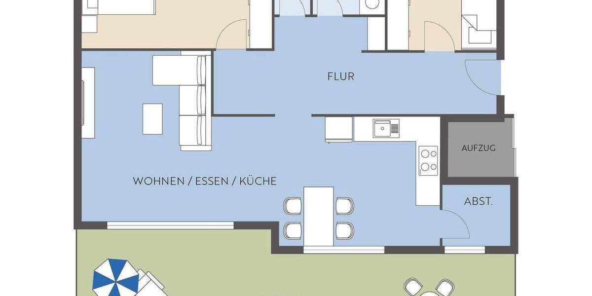 Etagenwohnung Erbach - 3 Zimmer, 108 m&sup2;, 499.000&euro; | Angebot:25691053