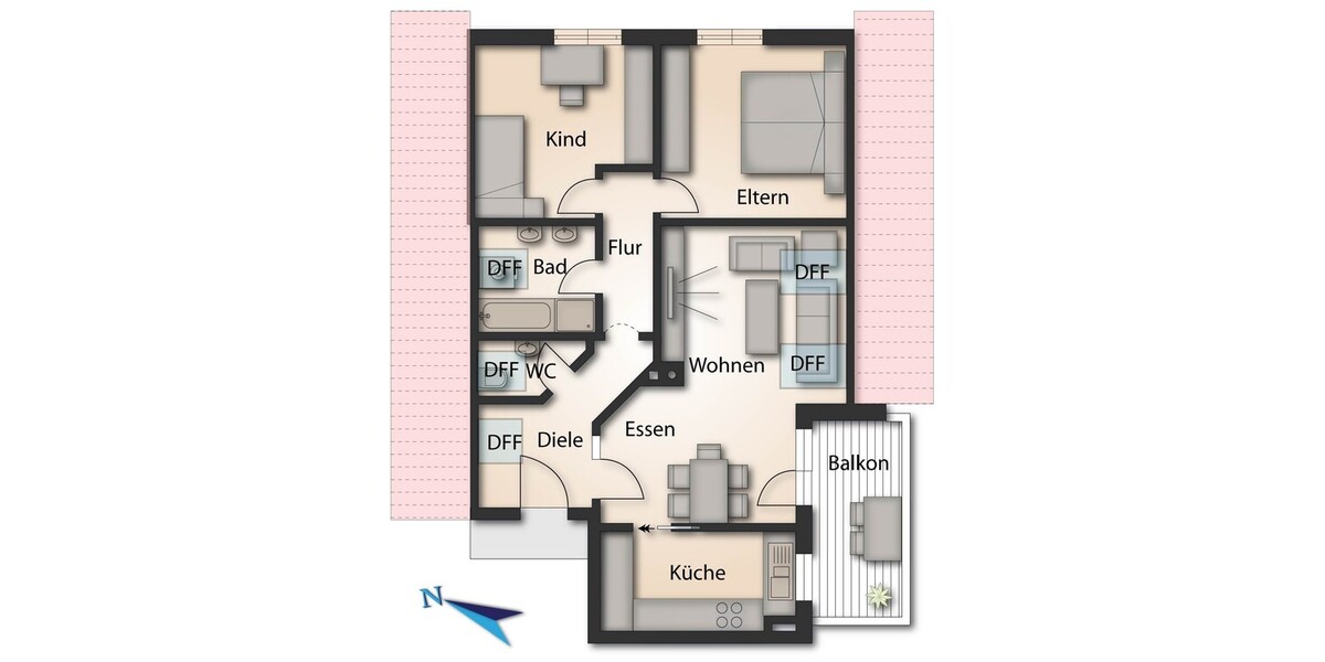 Schöne 3-Zimmer-Dachgeschosswohnung mit zwei Garagen in Senden-Aufheim - 3- Senden Aufheim | Angebot:25391917