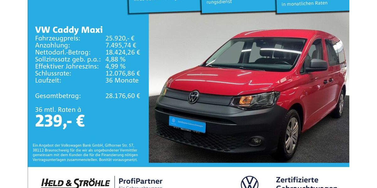 VW Caddy Maxi 63.742 km 24.570 &euro; Ulm 89079