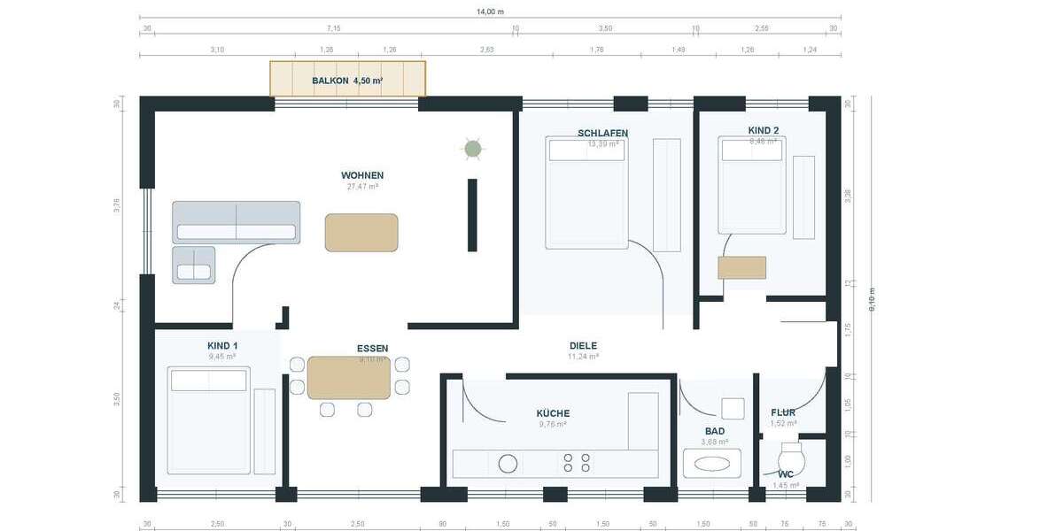Etagenwohnung Ulm Obertalfingen - 4 Zimmer, 95 m&sup2;, 429.000&euro; | Angebot:27300355