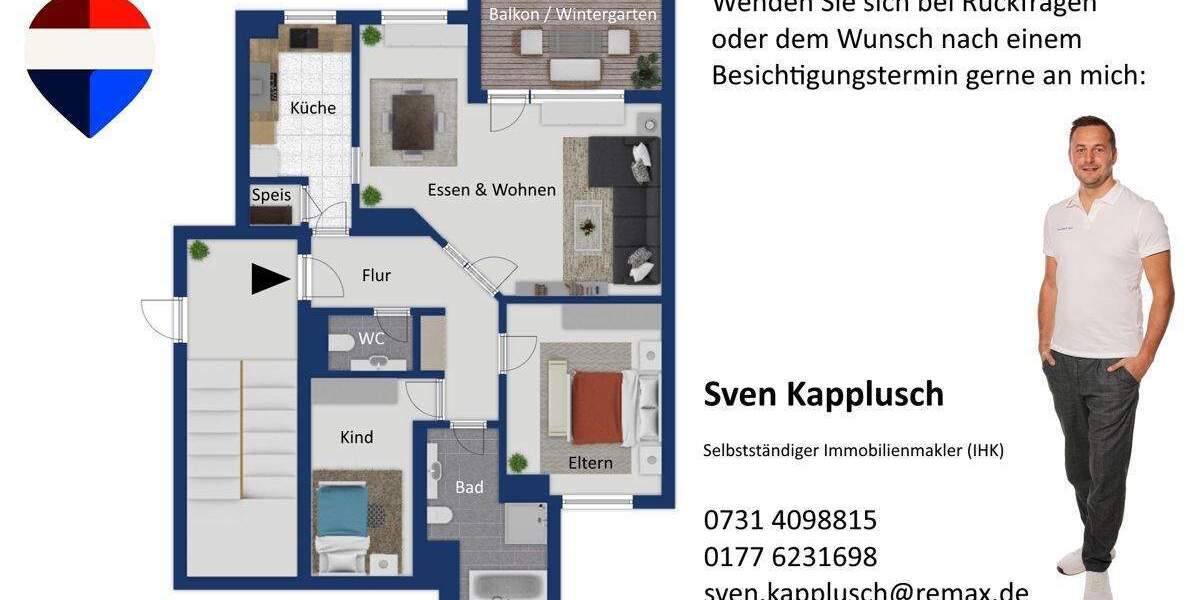 Etagenwohnung Senden Wullenstetten - 3 Zimmer, 82 m&sup2;, 295.000&euro; | Angebot:25739050