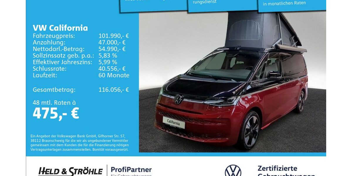 VW T7 California 3.500 km 101.990 &euro; Ulm 89079