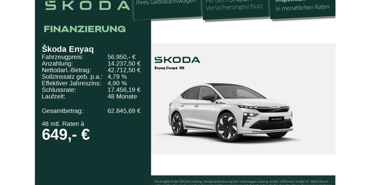 Skoda Enyaq 3.001 km 56.450 &euro; Neu-Ulm 89231