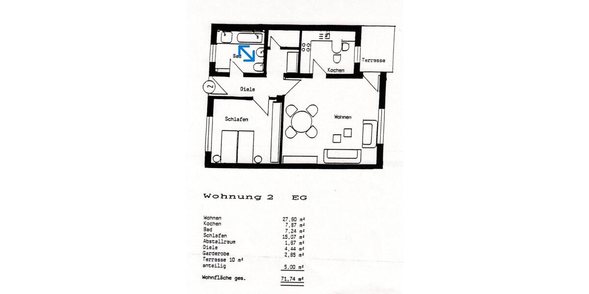 Erdgeschoßwohnung Günzburg - 2 Zimmer, 71 m&sup2;, 230.000&euro; | Angebot:26165632