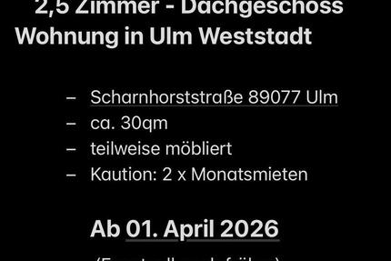 Wohnung Ulm Söflingen - 2.5 Zimmer, 30 m&sup2;, 1.200&euro; | Angebot:25615148